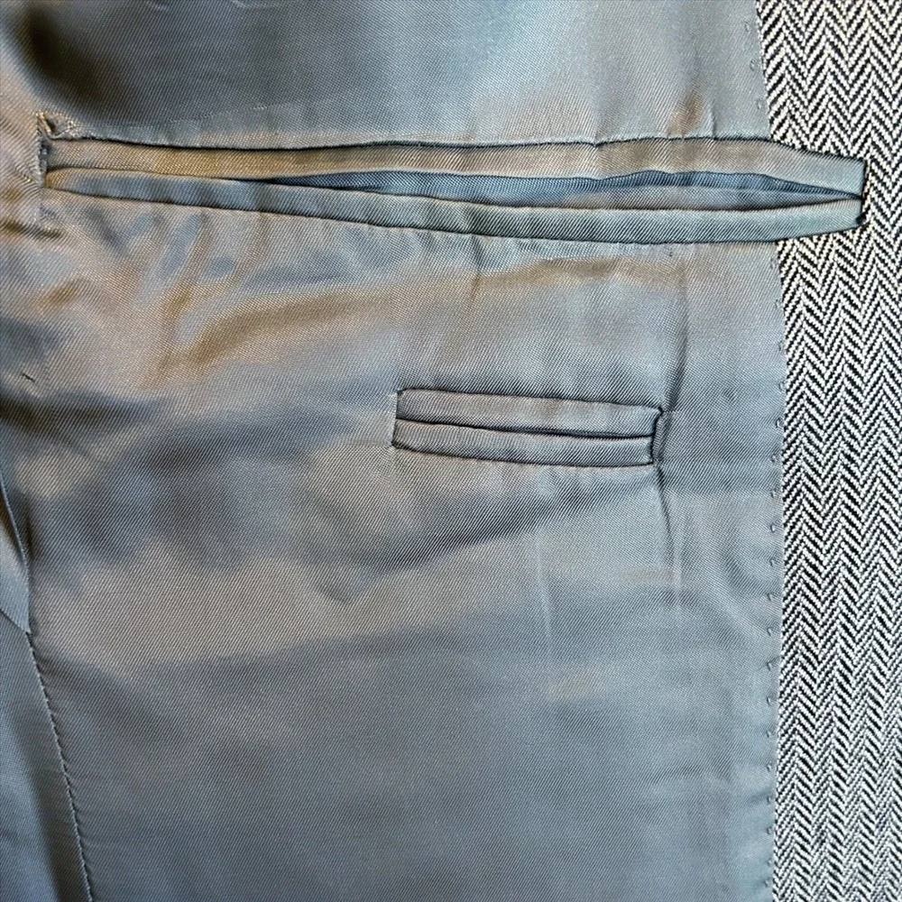 Jos‎ A Bank Blazer Mens 38R Gray Silk Camel Hair Herringbone Sport Coat Jacket